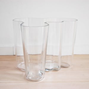 Scandinavian Modern Iittala Alvar Aalto Clear Glass Vase 6.25 inch H