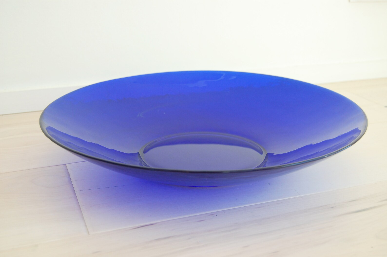 Vintage Extra Large Cobalt Blue Glass Plate/shallow Bowl 15 Etsy