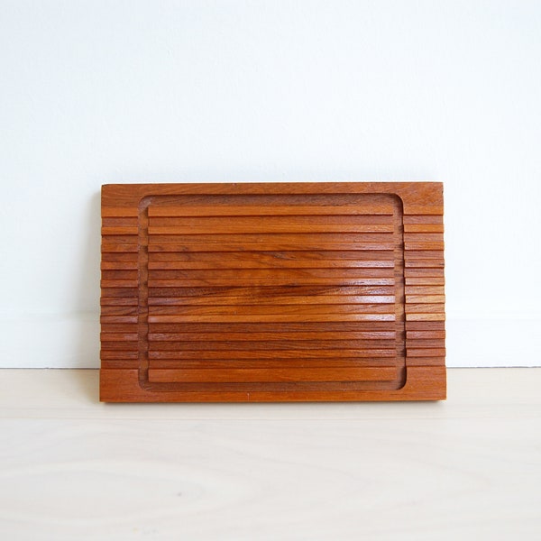 Danish modern Small Teak Bread Cutting Board with Handles Made in Denmark