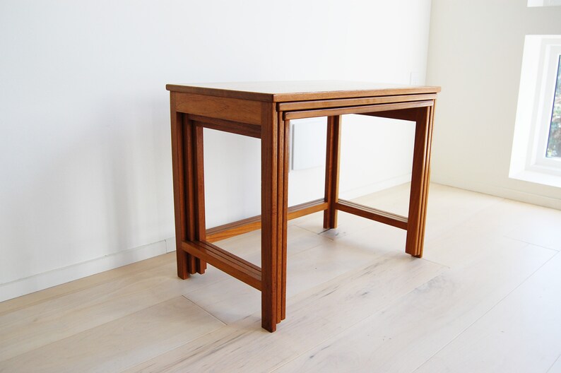 Danish Modern Solid Teak Nesting Tables Peter Hvidt and Orla Molgaard Nielsen France and Deverkosen Made in Denmark image 5