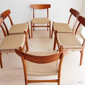 Set of 6 Danish Modern Hans Wegner Teak and Oak Dining Chairs Ch-23 Carl Hansen and Son image 6