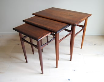 Danish Modern Arne Hovmand Olsen Rosewood Nesting Tables