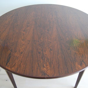 Danish Modern Omann Jun Rosewood Round to Oval Dining Table No.55 with One Leaf image 2