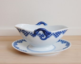 Rare Kronberg Bing and Grondahl Porcelain Sauce/Gravy Boat with Attached Plate Made in Denmark, 311