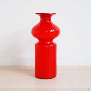 Danish Modern Holmegaard Red Glass Vase Carnaby Per Lutken Made in Denmark image 1