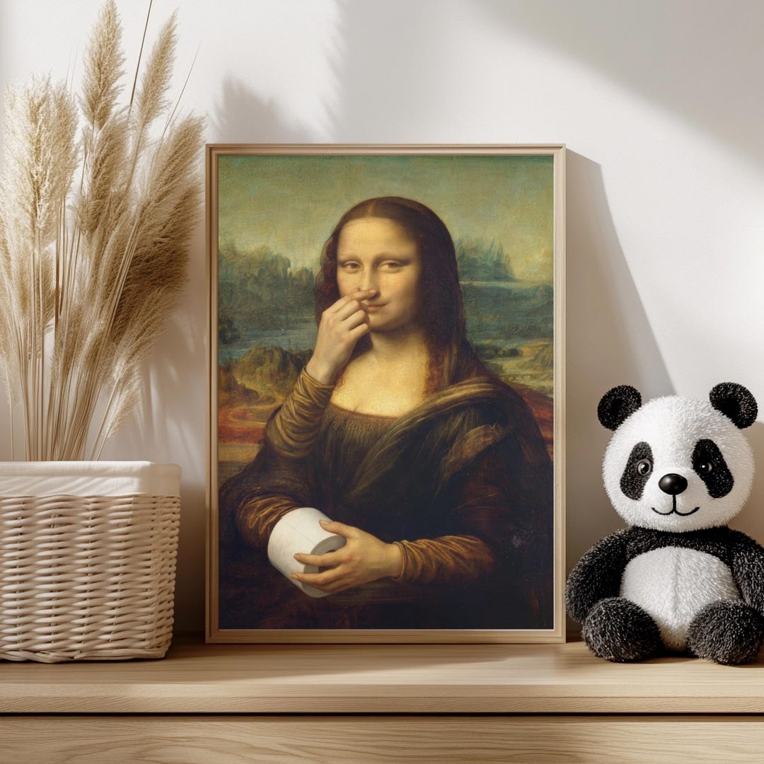 Mona Lisa Toilet Paper Print | Funny Bathroom Wall Art | Renaissance ...