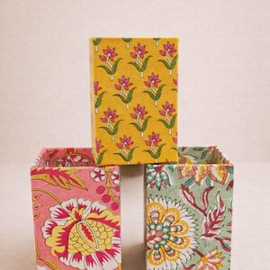 Portalápices con estampado de bloques / Organizador de escritorio de tela / Portalápices de algodón floral / Decoración de oficina