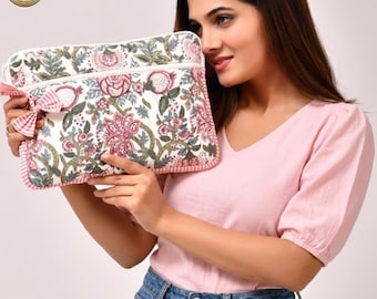 Funda acolchada para portátil con estampado floral y cremallera para tableta