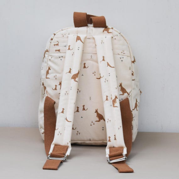 Brown & Cream Patterned Canvas Backpack Cream Daysack / Backpack / Bike Bag / Hipster Bags - for Men  main image 3