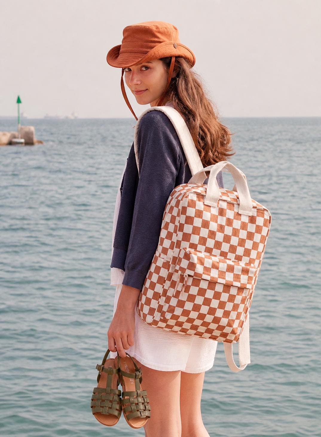 Cream Checkered Women\'s Backpack Tote - Versatile Everyday Bag Amazon.com: AMZFROG Checkered Backpack for Women Fashion  main image 4