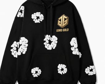 GOMS GOLD Black Graphic Hoodie | Premium Oversized Streetwear Hoodie | Unisex Pullover Sweatshirt | Trendy Urban Fashion Hoodie