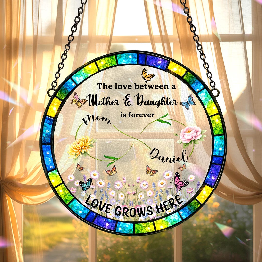 Personalized Mother Daughter Stained Glass Suncatcher, Custom Mom Gift ...