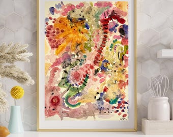Abstract Floral Art Print, Instant Download, Contemporary Wall Decor