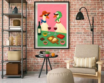 Funny Duck Poker Print | Whimsical Kitchen, Bar Wall Art (Digital Download)
