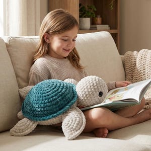 Patrón de tortuga gigante de crochet (PDF) – Patrón de tortuga marina de peluche amigurumi grande – Patrón de tortuga de crochet fácil y gruesa (descarga digital)