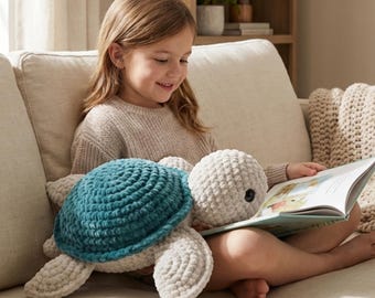 Jumbo Schildkröte Häkelanleitung PDF – Große Amigurumi Meeresschildkröte Plüschtier Häkelanleitung – Einfache Schildkröte Häkelanleitung Digitaler Download