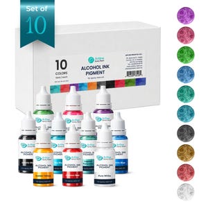 Juego de tintas de alcohol, 10 colores, 10 ml cada uno, suministro para resina epoxi.