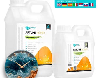 Kit de viscosidad media Honey: 3,25 kg de resina + 1,75 kg de endurecedor para arte, ondas y pintura, resina epoxi Artline