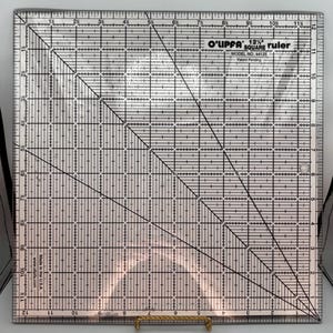 O'Lipfa 12.5" Square Quilting Ruler Model 44125 | Clear Acrylic Grid Template with 45 and 60 Degree Bias Lines Made in USA