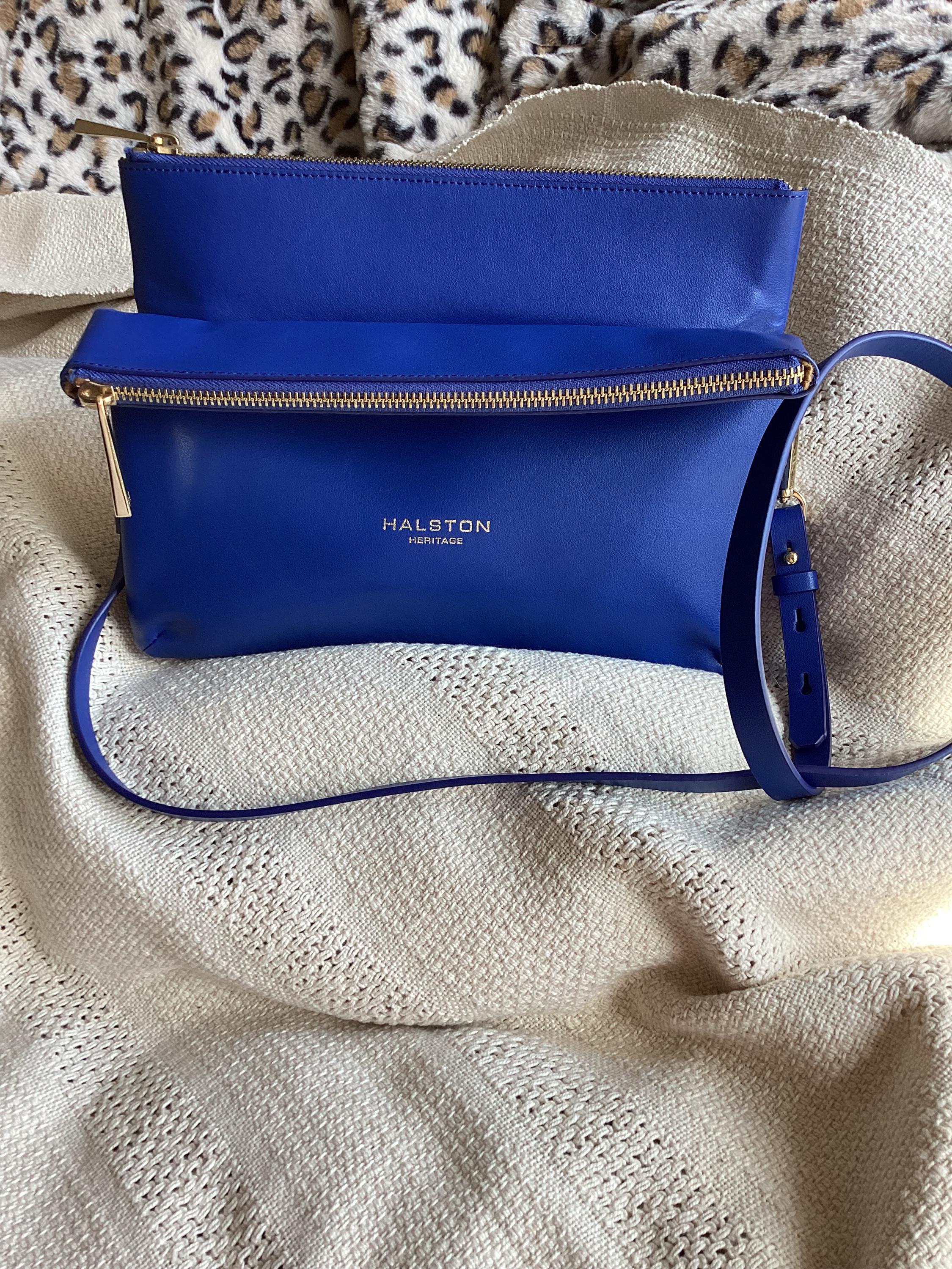 Halston Leather - Etsy Halston Heritage Blue Leather Shoulder Bag main image 0