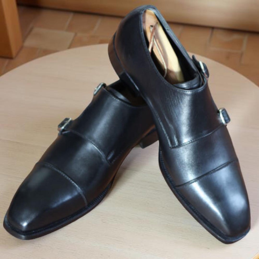 Christian Louboutin Black Calf Leather Double Monk Strap  display picture 2