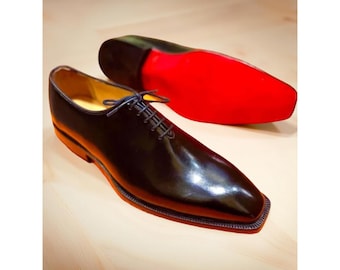 Christian Louboutin Black Calf Leather Oxford Dress Shoes with Red Sole