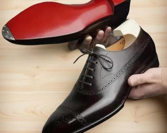 Christian Louboutin Lace-Up Oxford Shoes | Handmade Full Leather Red Sole Dress Shoes