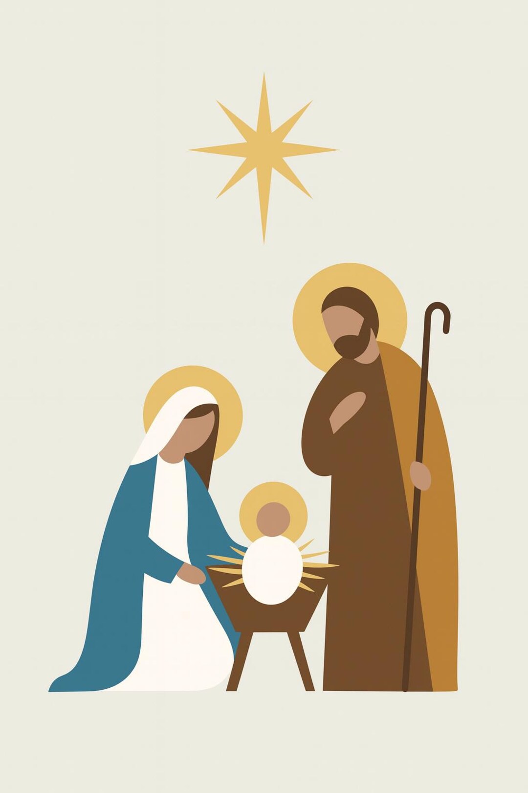 Kerststal Minimalistische Print Maria Jozef En Het Kindje Jezus kerststal-minimalistische-print-maria-jozef-en-het-kindje-jezus
