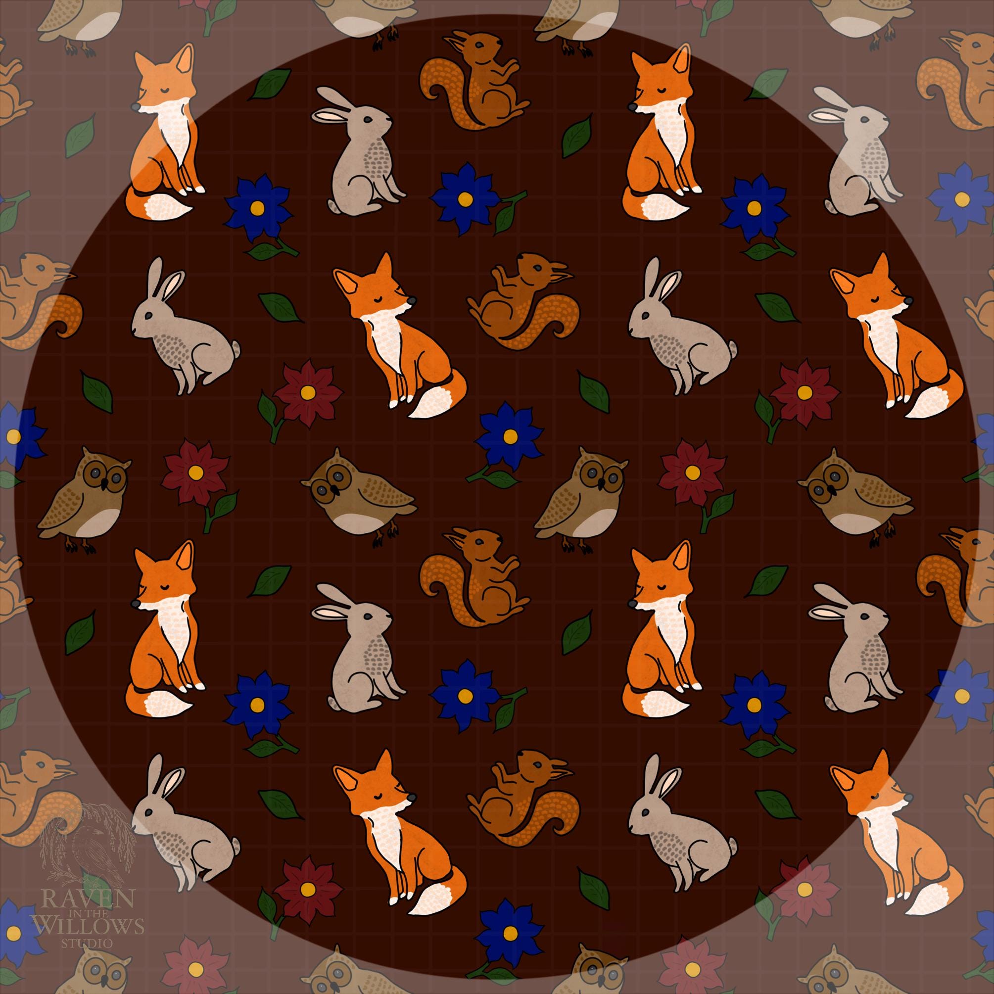 Cutesy Woodland Creatures Seamless Pattern 300 DPI PNG Instant Download ...
