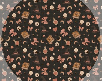 Girly Witch Goth Seamless Pattern 300 DPI PNG Instant Download - Witchcore Meets Coquette Design
