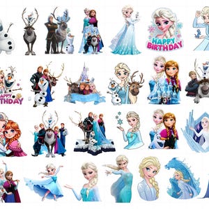 Può includere: Una collezione di adesivi colorati con i personaggi del film d'animazione Frozen. Gli adesivi includono immagini di Elsa, Anna, Olaf, Kristoff e Sven, in varie pose e scene. Alcuni adesivi hanno un messaggio "Buon Compleanno".