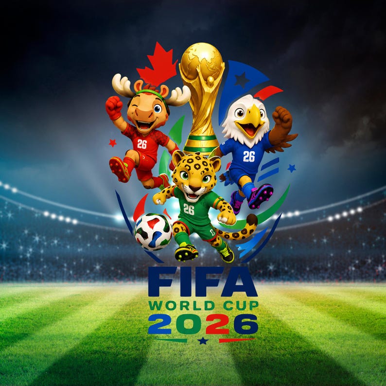World Cup 26 Clipart Bundle PNG JPG | Soccer Mascots | World Cup 2026 Backgrounds | Soccer Digital Papers | Cake Topper Sublimation PNG image 7
