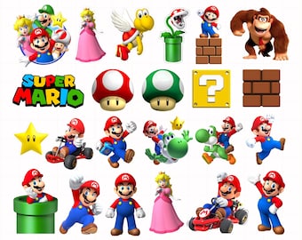 Super Mario SVG Bundle for Cricut and Sublimation, Mario Cut Files, Mario Clipart, Super Mario Font, Mario PNG, Mario Family Svg,Layered Svg