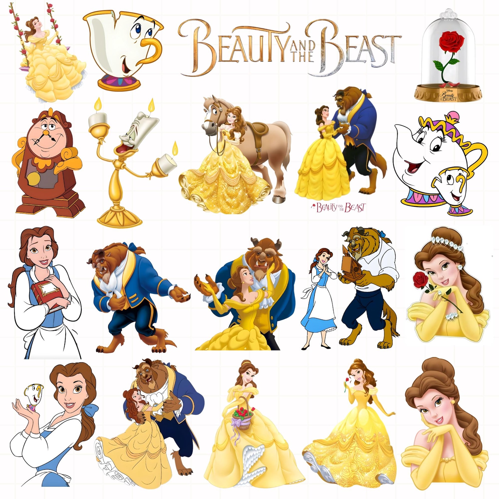 Beauty and Beast SVG, Belle PNG Clipart Bundle, Beauty and the Beast ...