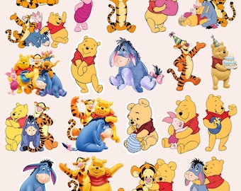 Baby Winnie de Poeh verwisselbare SVG PNG-bundel, Pooh Bear clipart, babyshower sublimatie teigetje, Iejoor, Knorretje kinderen, Winnie de Poeh png