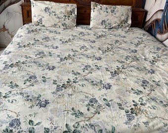 Hand-Block Printed Cotton Bed Sheet classic floral print Floral Cypress Design