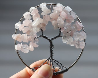 Rose Quartz Tree of Life pendant / decoration - 70mm / 2.75"
