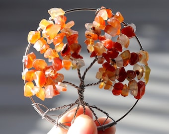 Carnelian Tree of Life pendant / decoration - 70mm / 2.75"