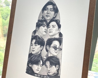 Drawing Print BTS Bulletproof - A4