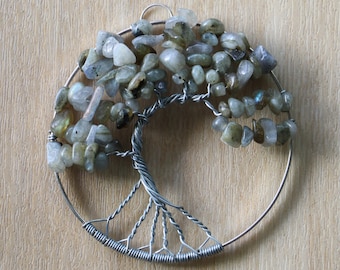 Labradorite Tree of Life pendant / decoration - 70mm / 2.75"