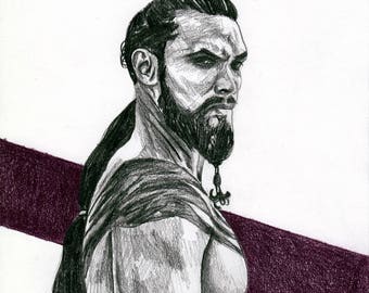 Jason Momoa / Khal Drogo - original pencil sketch - size A5