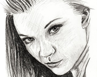 Natalie Dormer - original pencil sketch - size A5