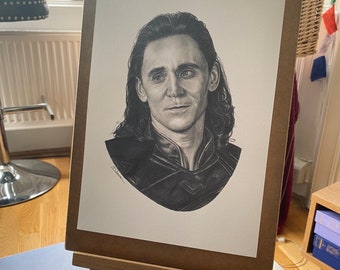 Drawing Print Tom Hiddleston as Loki - A4