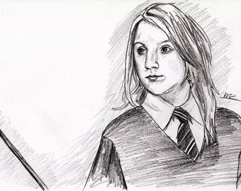 Evanna Lynch / Luna Lovegood - original pencil sketch - size A5