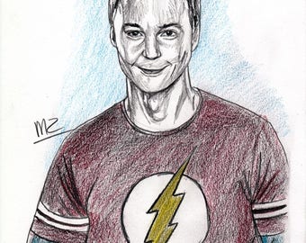 Jim Parsons / Sheldon Cooper - original pencil sketch - size A5