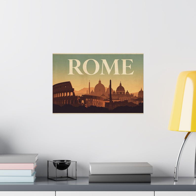 Window View Poster Rome Rome Skyline Poster Matte Horizontal Poster | Vintage Travel Wall Art ...