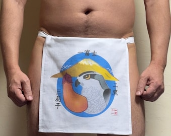 Ropa interior tradicional japonesa "Fundoshi" (Ecchu-Fundoshi). Monte Fuji-Hawk-Berenjena