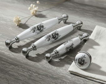 Luxury Handmade Porcelain Knobs  Antique Gold Pulls, 96-160mm Cabinet Handles, Premium Kitchen & Furniture Accessories