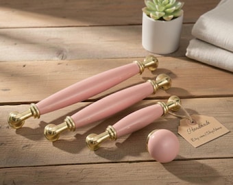 Handmade Porcelain Cabinet Knobs & Antique Gold Pulls – Premium Furniture Hardware, Elegant Kitchen Handles, 96-160mm