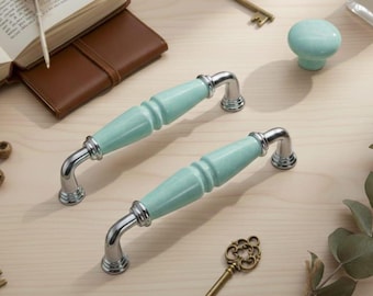 Authentic Porcelain Handmade Handle 96–128 mm | Modern Rustic Luxury Cabinet & Drawer Hardware Accent